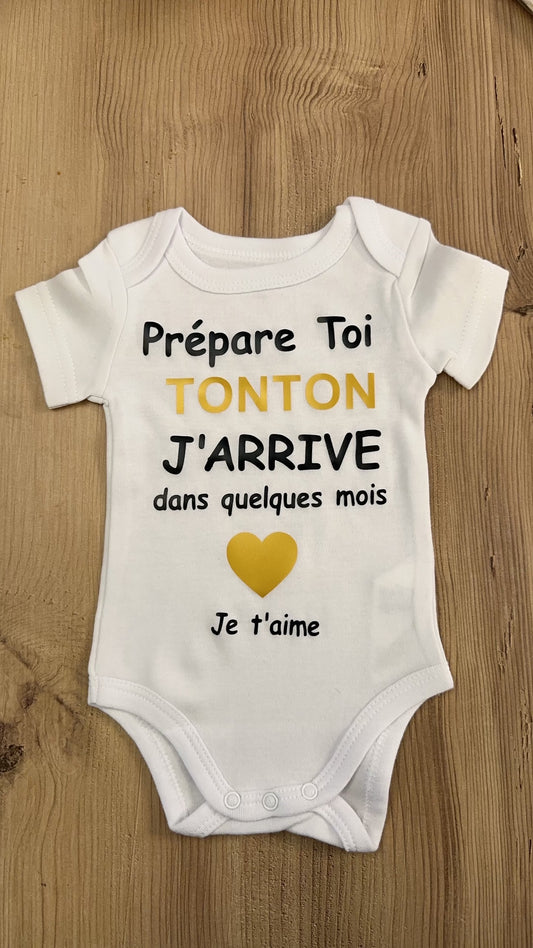 🖤 Body annonce grossesse « Prépare-toi Tonton » – Cadeau original futur oncle – Idée annonce grossesse drôle et tendre