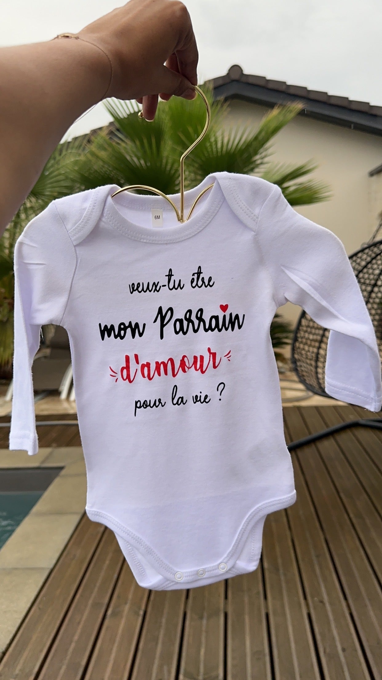 Bodie bébé “Veux-tu être mon parrain  d’amour pour la vie ?” – Body à message | Cadeau annonce grossesse demande parrain original