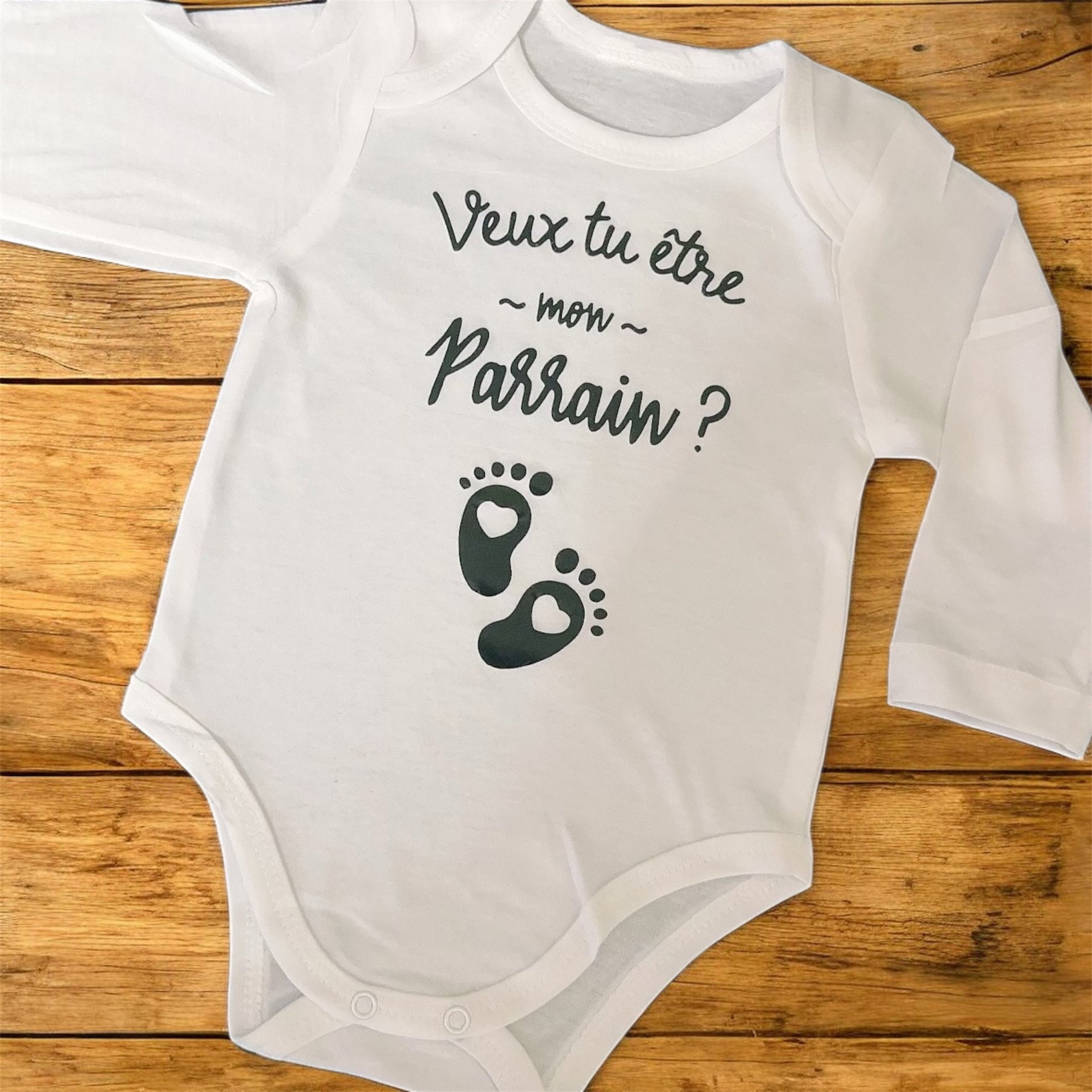 Body bébé “Veux-tu être mon parrain ?” | Cadeau annonce parrain original | Body coton manches longues