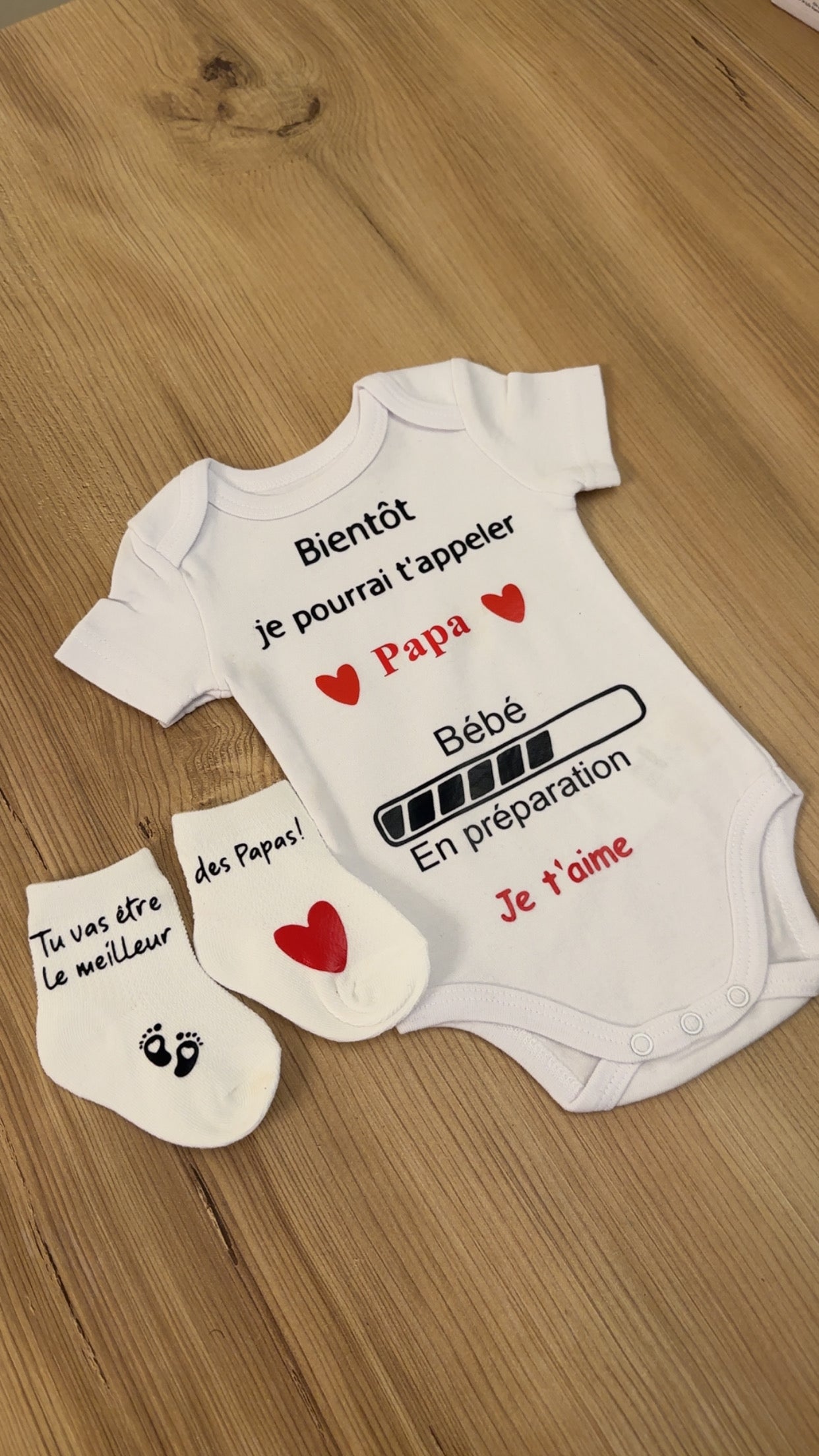 Body Annonce Grossesse + Chaussettes – “Bientôt je pourrai t’appeler Papa” – Cadeau Future Papa