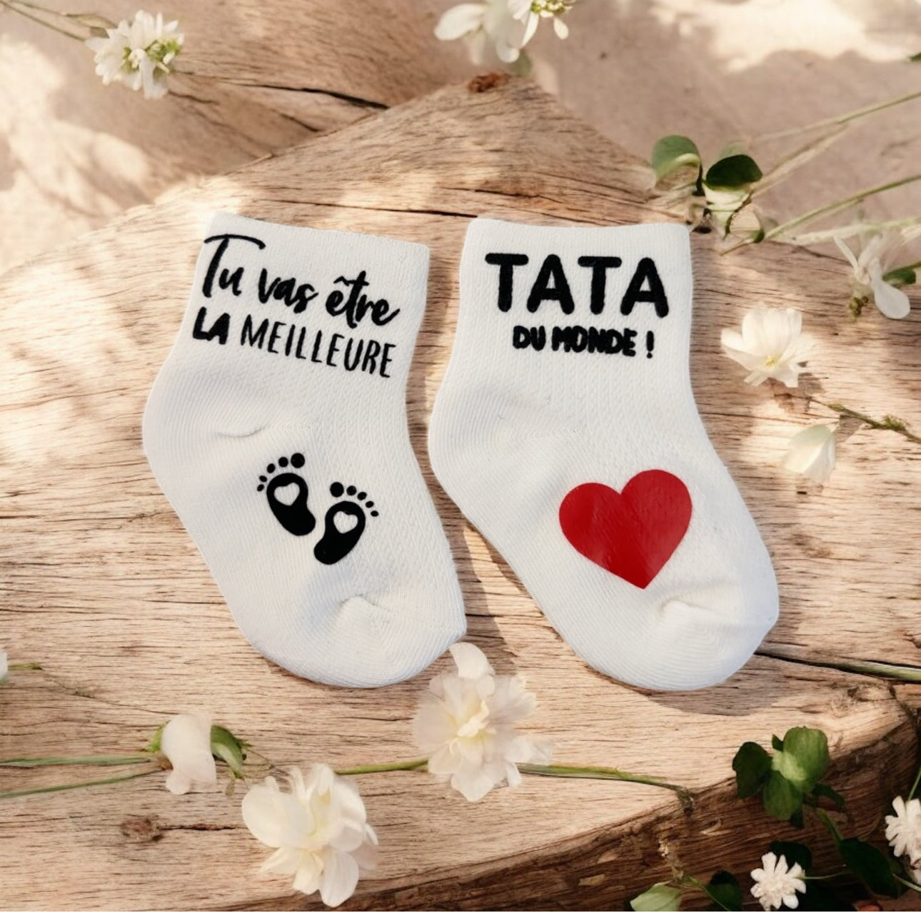 Chaussettes bébé “Tu vas être la meilleure tata du monde !” – Annonce tata  originale – Cadeau surprise grossesse ou baptême