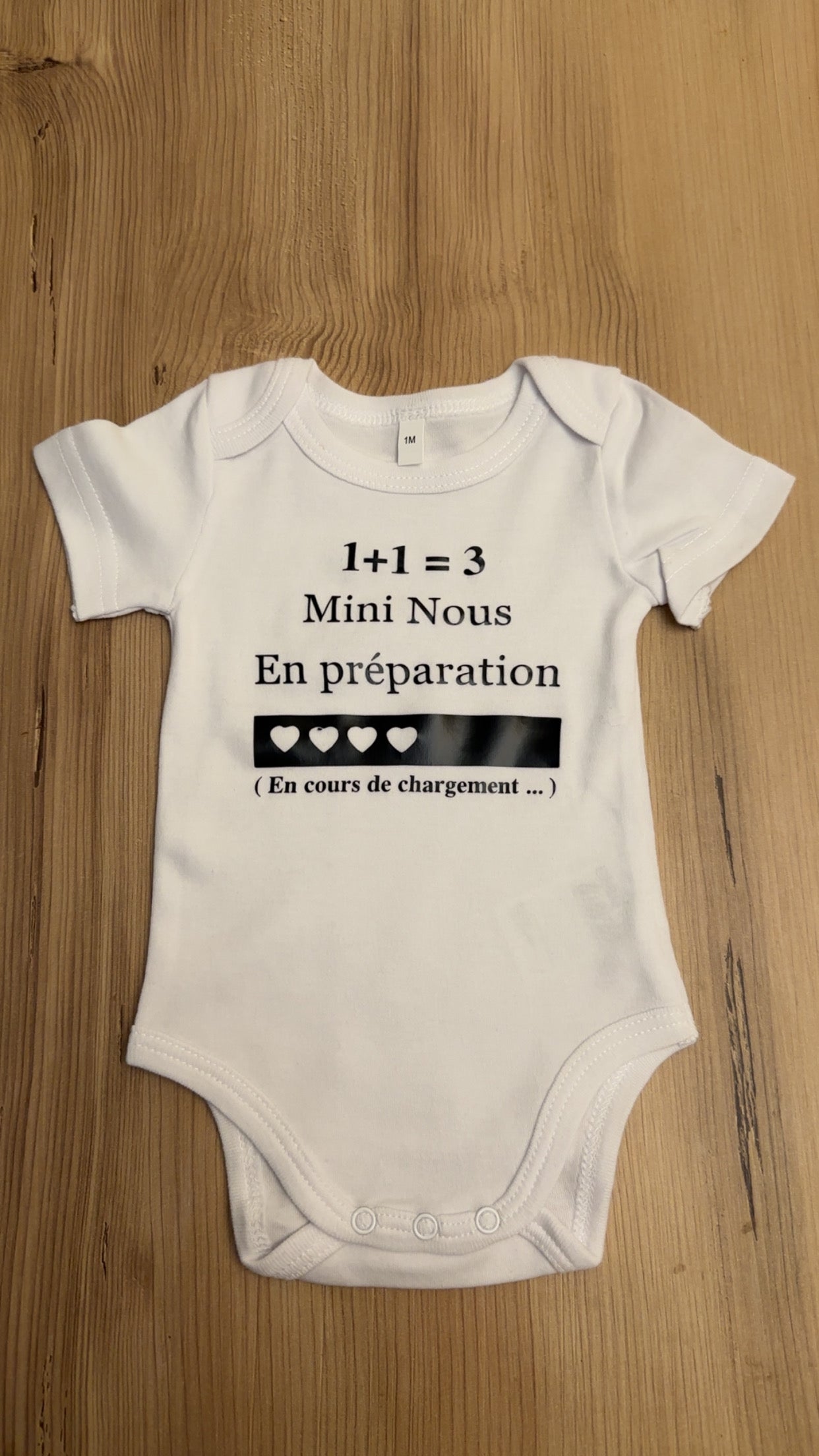 Body annonce grossesse – “1 + 1 = 3 Mini Nous en préparation” 👶 | Cadeau original future maman & papa, idée révélation bébé