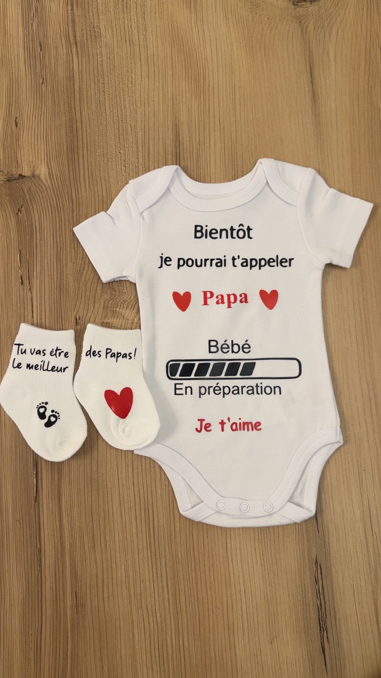 Body Annonce Grossesse + Chaussettes – “Bientôt je pourrai t’appeler Papa” – Cadeau Future Papa