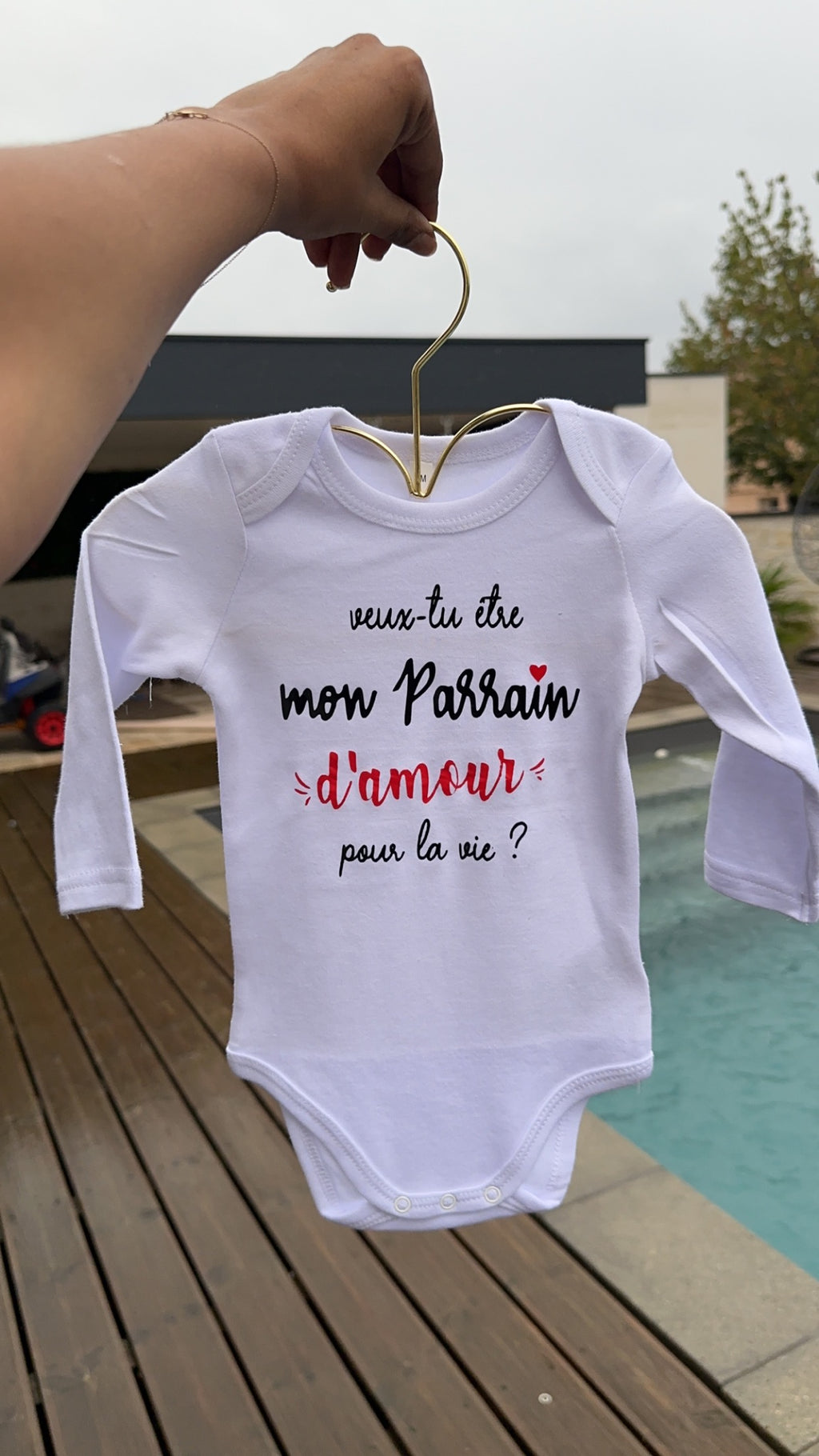 Bodie bébé “Veux-tu être mon parrain  d’amour pour la vie ?” – Body à message | Cadeau annonce grossesse demande parrain original