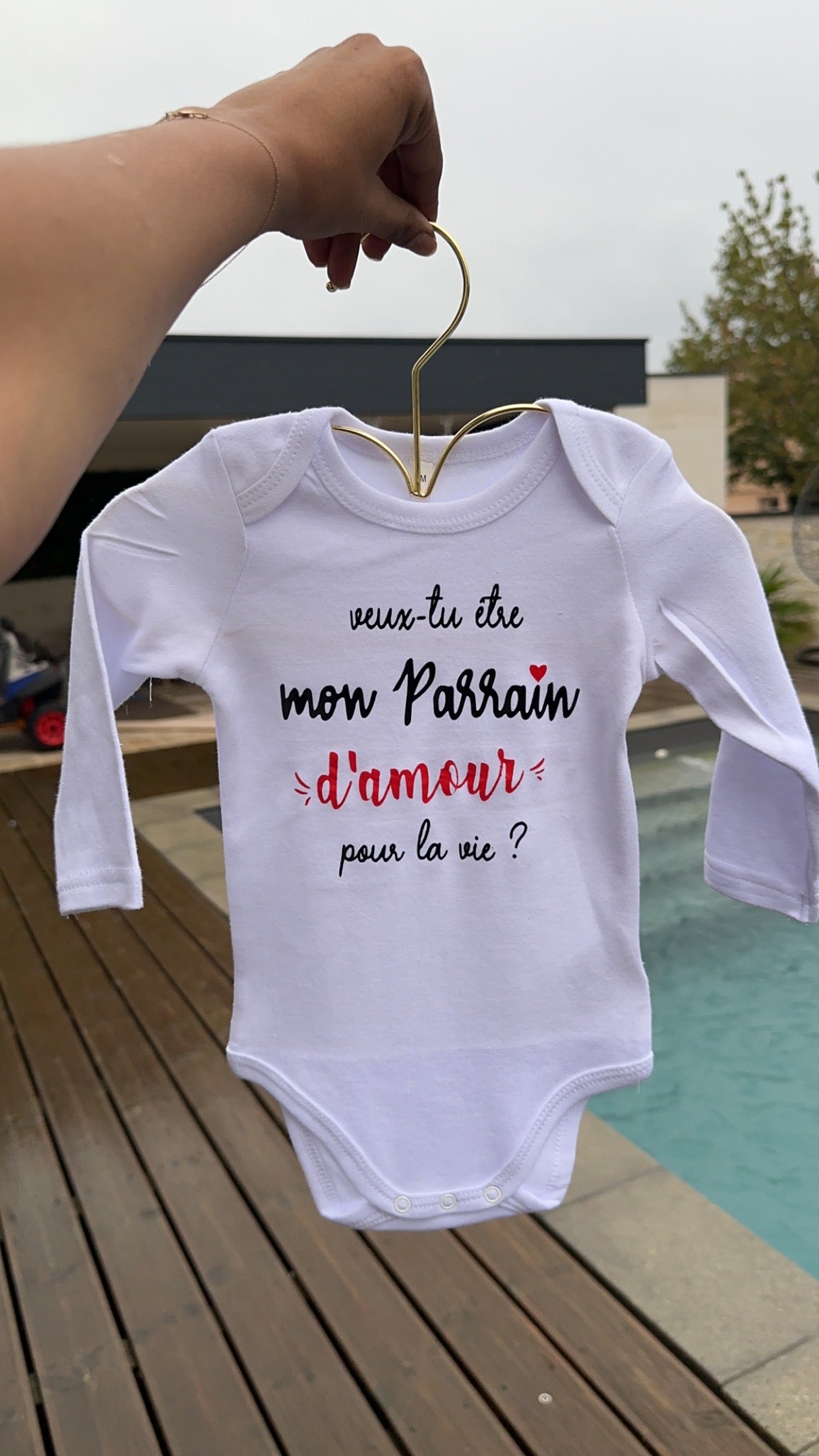 Bodie bébé “Veux-tu être mon parrain  d’amour pour la vie ?” – Body à message | Cadeau annonce grossesse demande parrain original