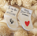 Chaussettes bébé “Tu vas être la meilleure arrière-grand-mère du monde !” – Annonce grossesse originale et émotive