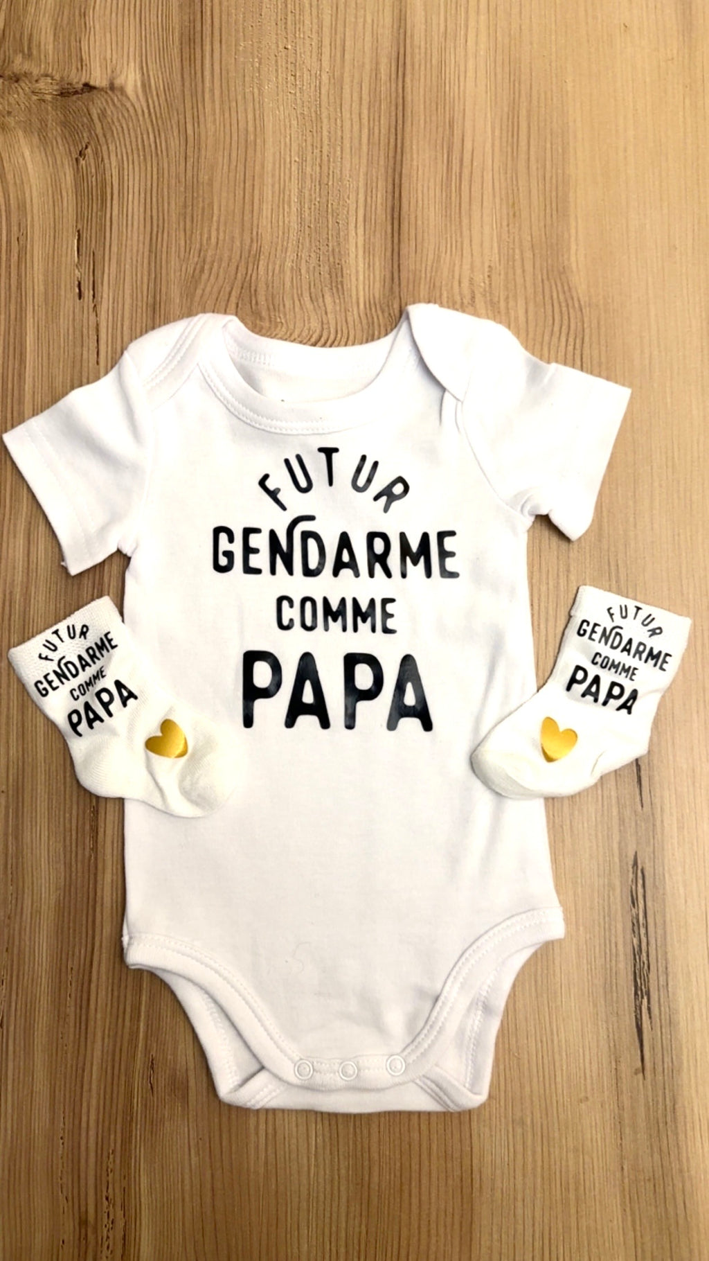 👶 Body bébé + chaussettes “Futur gendarme comme papa” | ensemble naissance original | Cadeau papa gendarme