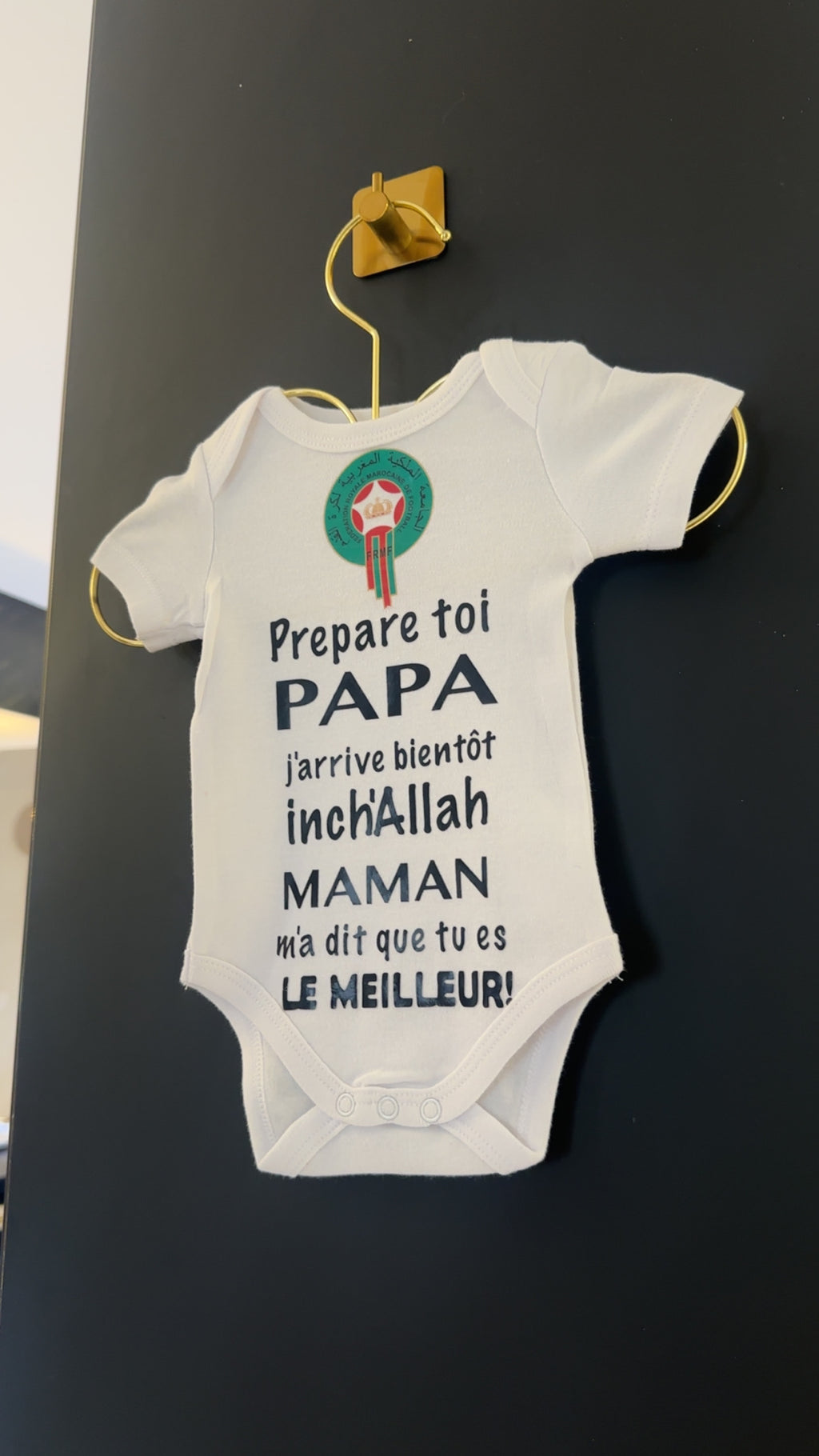 Body bébé annonce grossesse Papa Maman – Équipe du Maroc 🇲🇦 – Prépare toi Papa j’arrive bientôt Inshallah – Cadeau futur papa