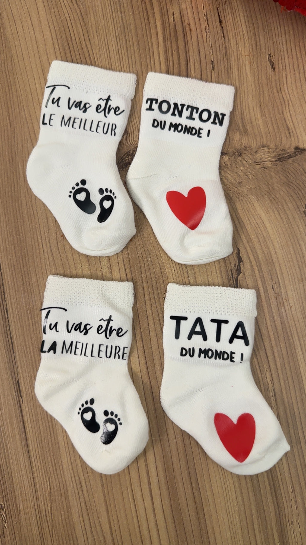 🍼 Lot de 2 paires de chaussettes annonce grossesse  futur tonton et tata – “Tu vas être la meilleure Tata / le meilleur Tonton du monde” – Cadeau révélation original ♥️
