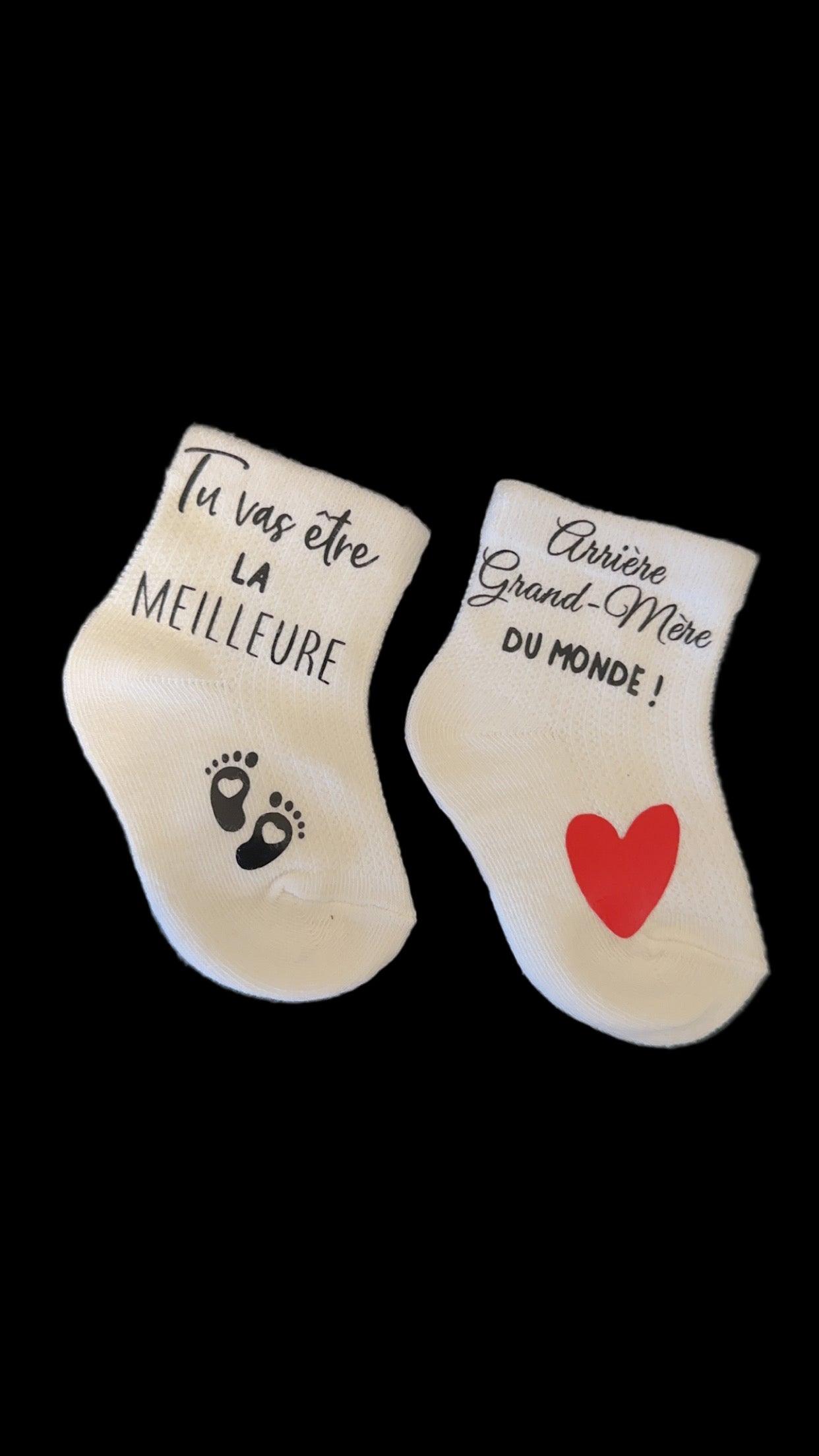 Chaussettes bébé “Tu vas être la meilleure arrière-grand-mère du monde !” – Annonce grossesse originale et émotive