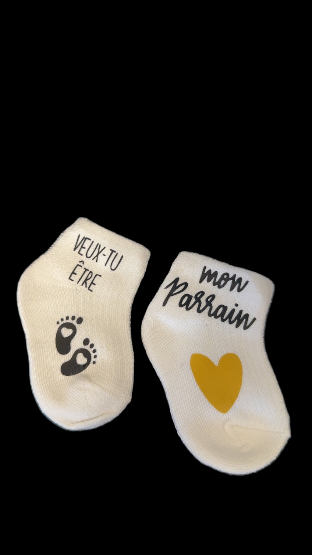 🧦 Chaussettes bébé “Veux-tu être mon parrain ?” 💛 | Annonce originale parrainage | Idée cadeau bébé personnalisée