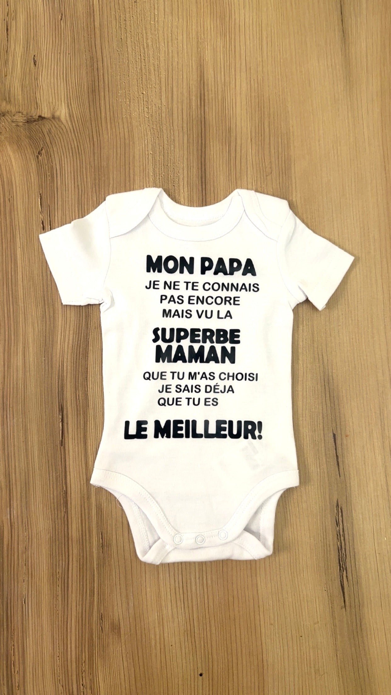 🍼 Body Bébé Message Drôle – “Mon Papa, Je ne te connais pas encore…” | Cadeau de Naissance annonce grossesse Original