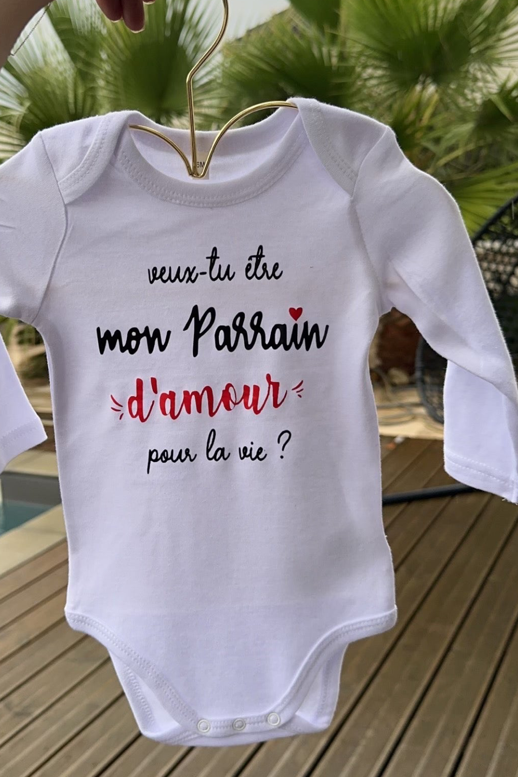 Bodie bébé “Veux-tu être mon parrain  d’amour pour la vie ?” – Body à message | Cadeau annonce grossesse demande parrain original