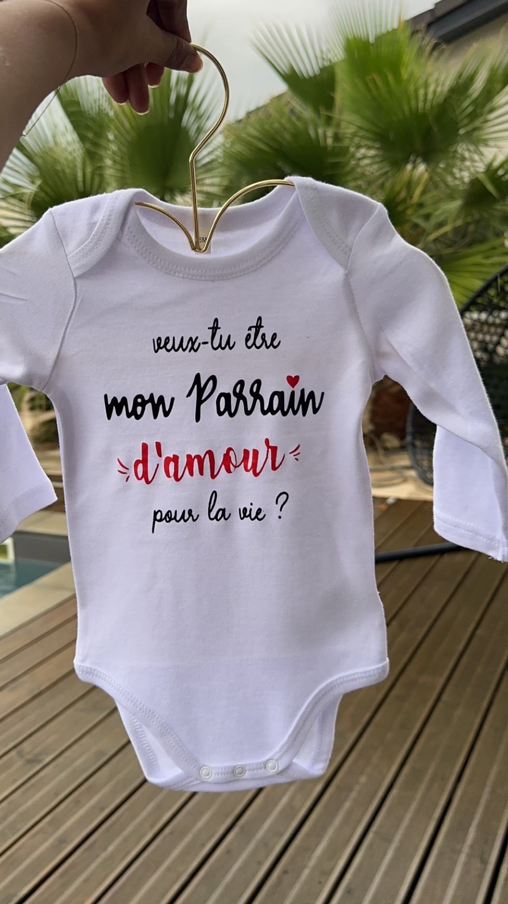 Bodie bébé “Veux-tu être mon parrain  d’amour pour la vie ?” – Body à message | Cadeau annonce grossesse demande parrain original