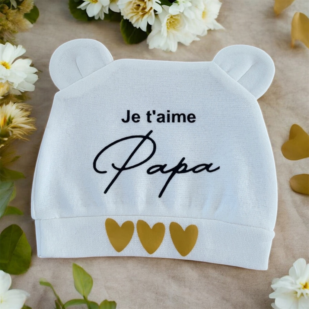 🧢 Bonnet Bébé “Je t’aime Papa” – Cadeau de naissance ou Fête des Pères