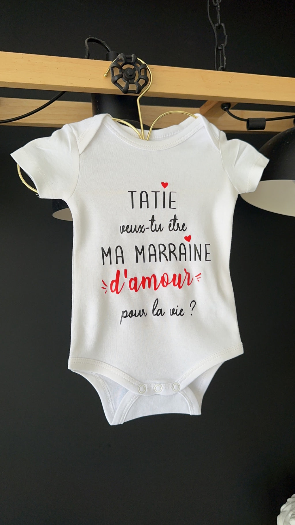 Body bébé “tatie veux tu être ma Marraine d’amour pour la vie ?” – Annonce marraine originale – Cadeau surprise bébé grossesse