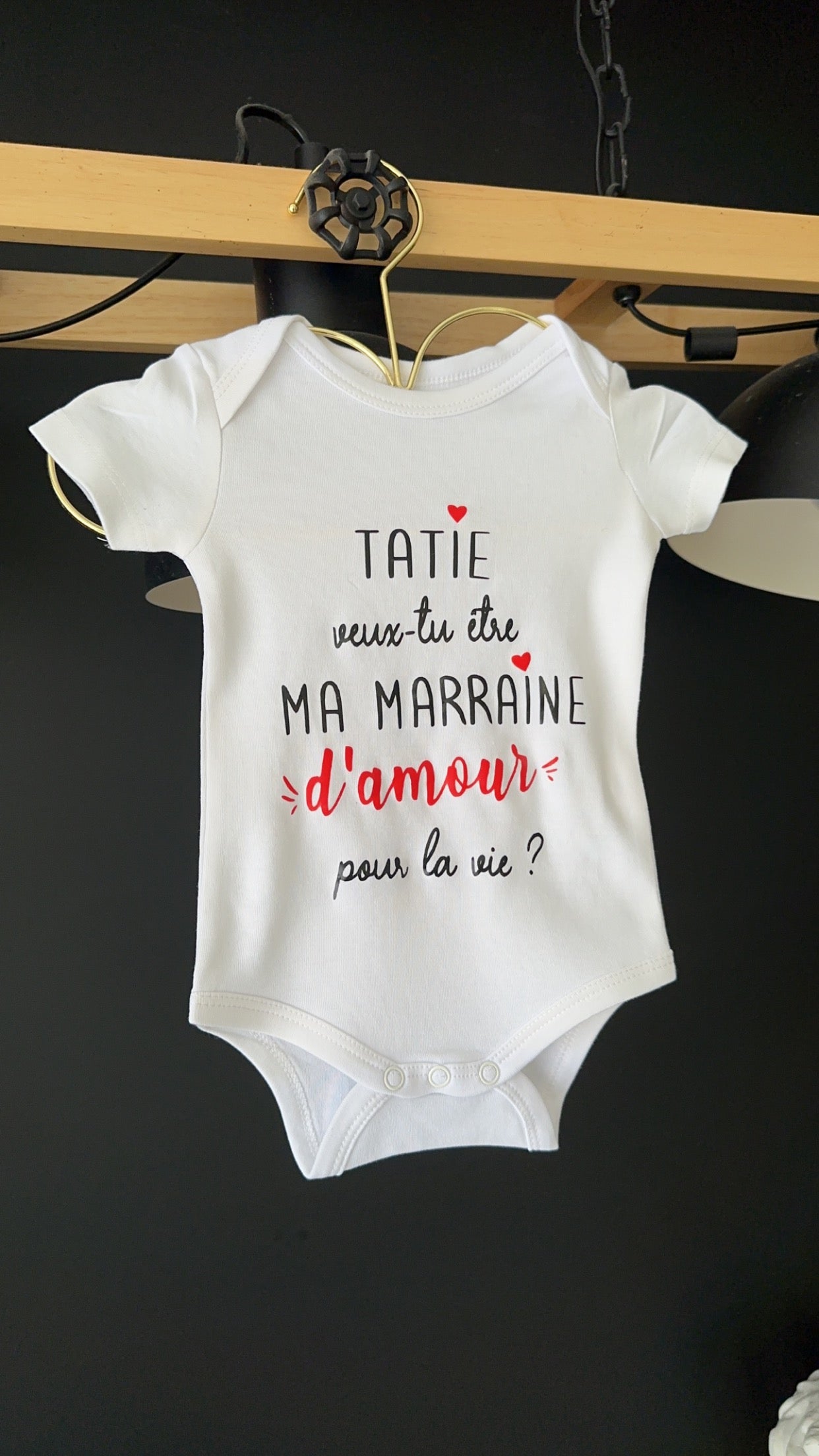 Body bébé “tatie veux tu être ma Marraine d’amour pour la vie ?” – Annonce marraine originale – Cadeau surprise bébé grossesse