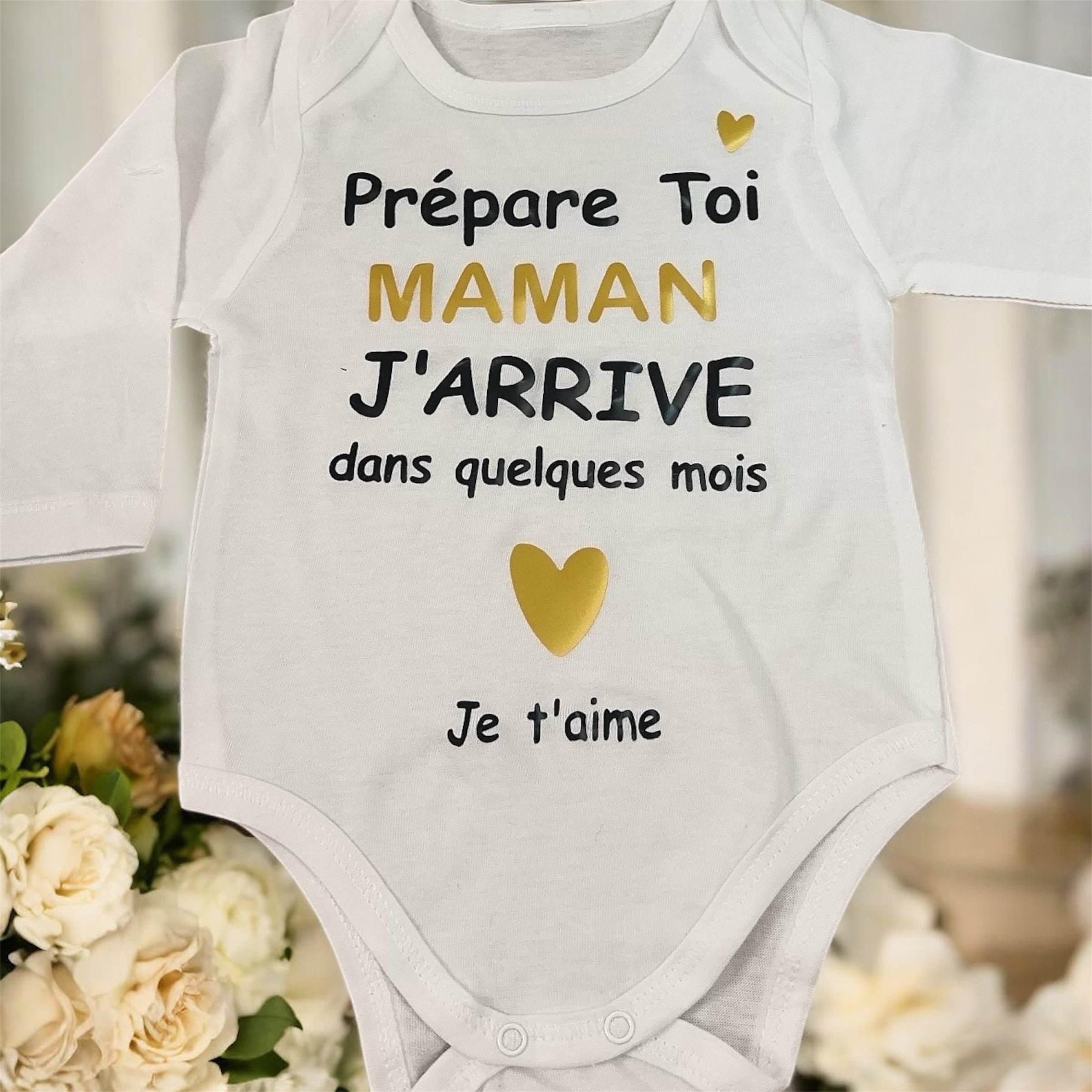 💖 Body annonce grossesse « Prépare-toi Maman » – Annonce future maman originale – Cadeau révélation grossesse plein d’émotion