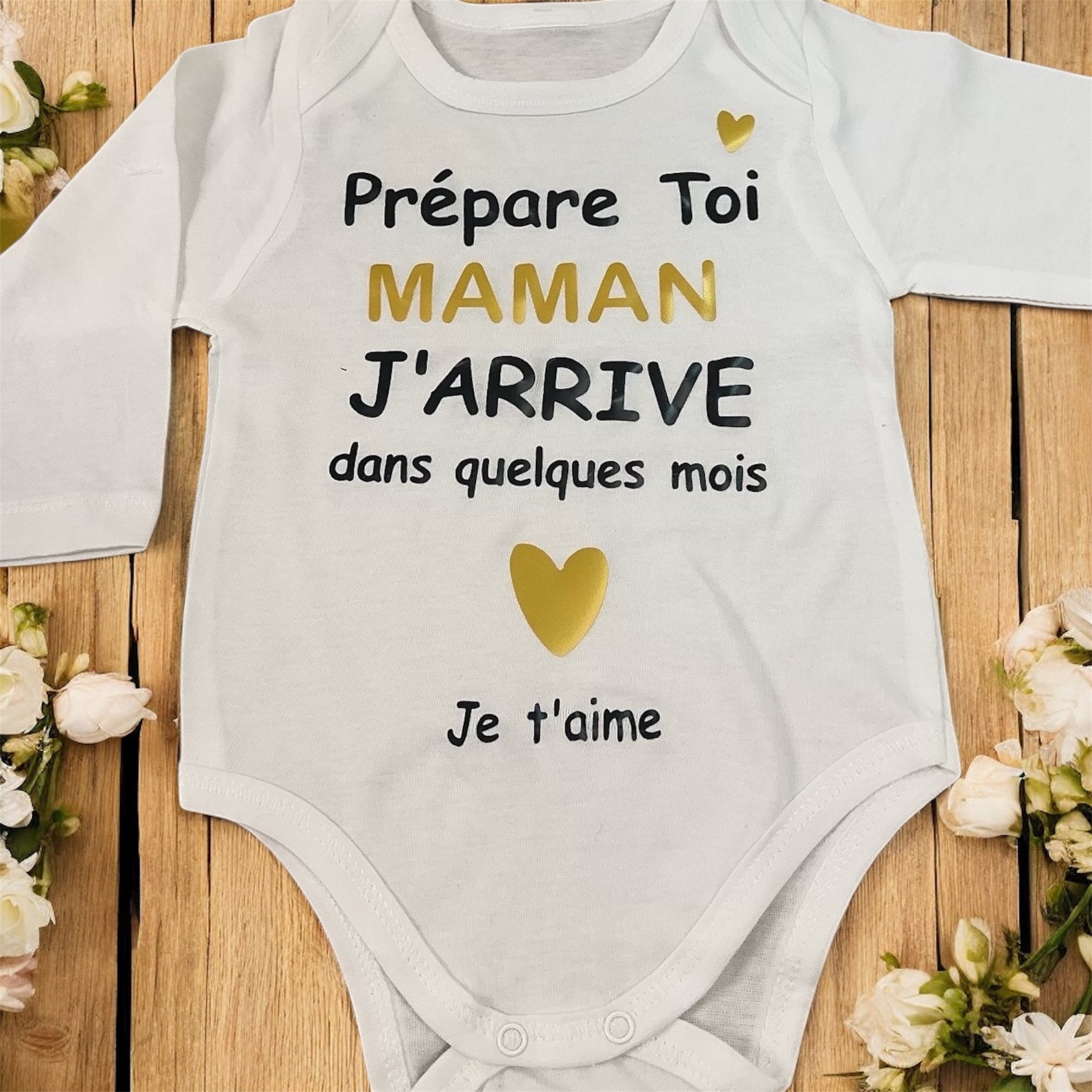 💖 Body annonce grossesse « Prépare-toi Maman » – Annonce future maman originale – Cadeau révélation grossesse plein d’émotion