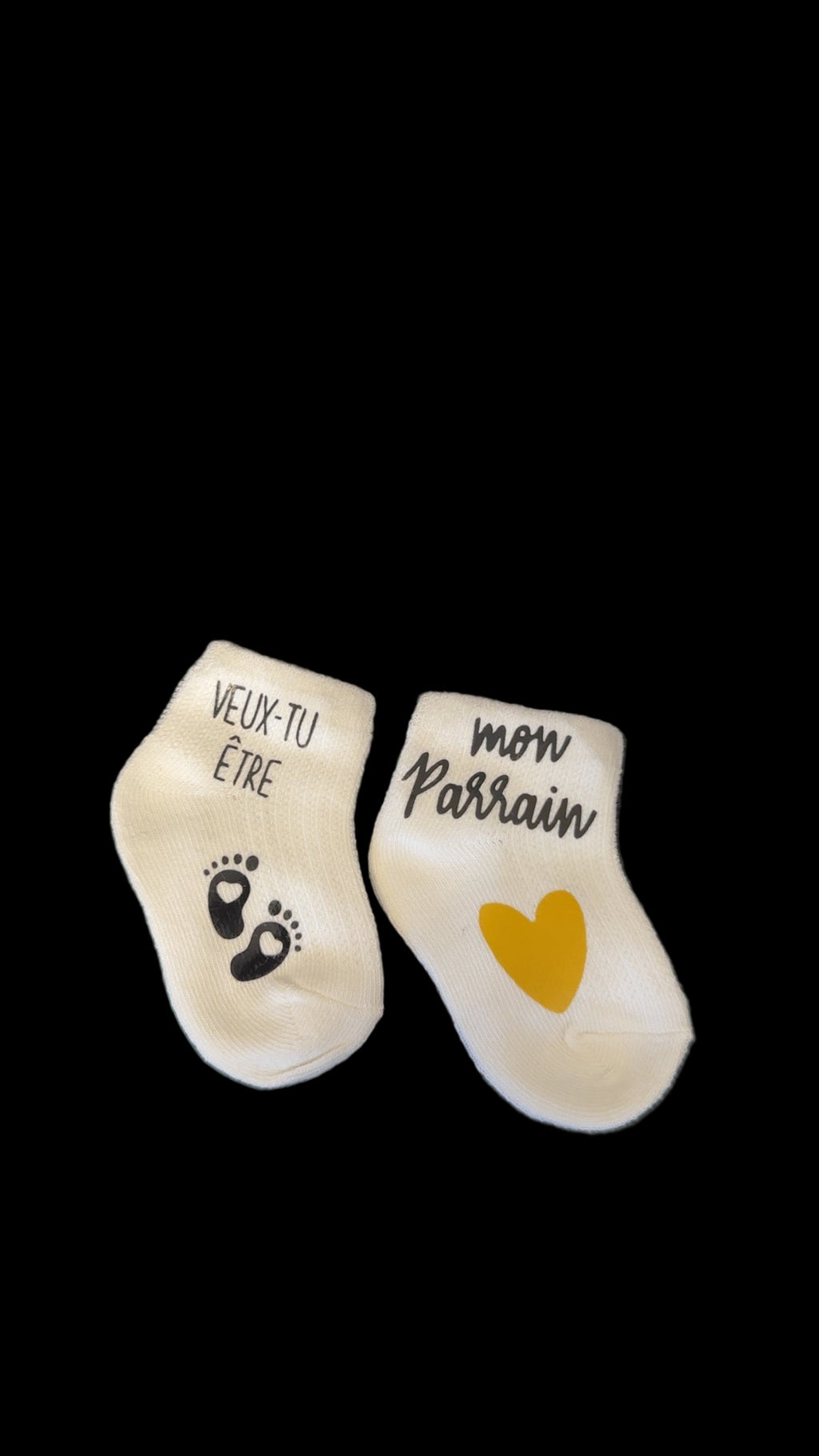 🧦 Chaussettes bébé “Veux-tu être mon parrain ?” 💛 | Annonce originale parrainage | Idée cadeau bébé personnalisée