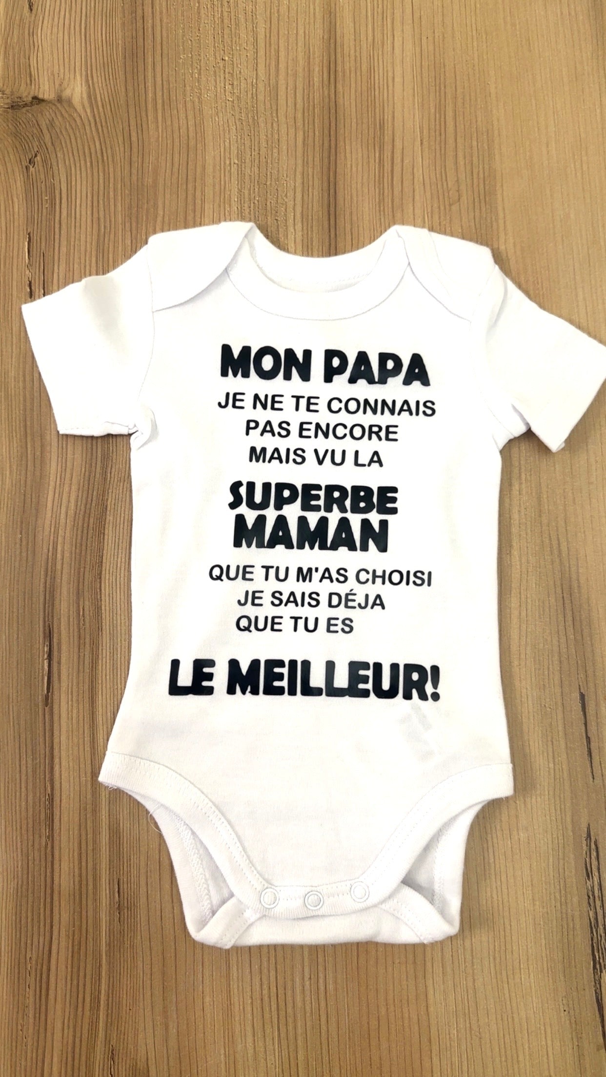 🍼 Body Bébé Message Drôle – “Mon Papa, Je ne te connais pas encore…” | Cadeau de Naissance annonce grossesse Original
