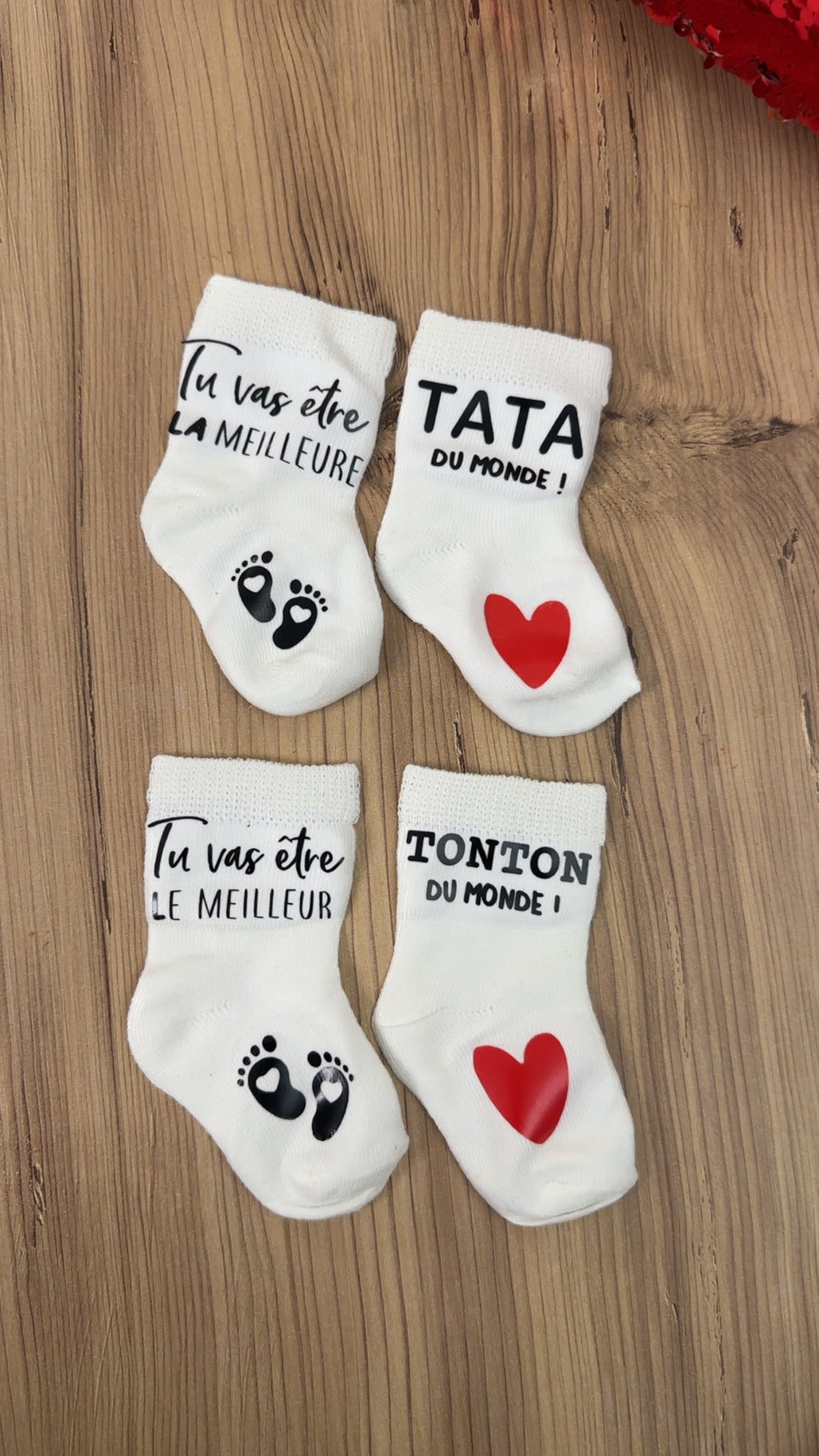 🍼 Lot de 2 paires de chaussettes annonce grossesse  futur tonton et tata – “Tu vas être la meilleure Tata / le meilleur Tonton du monde” – Cadeau révélation original ♥️