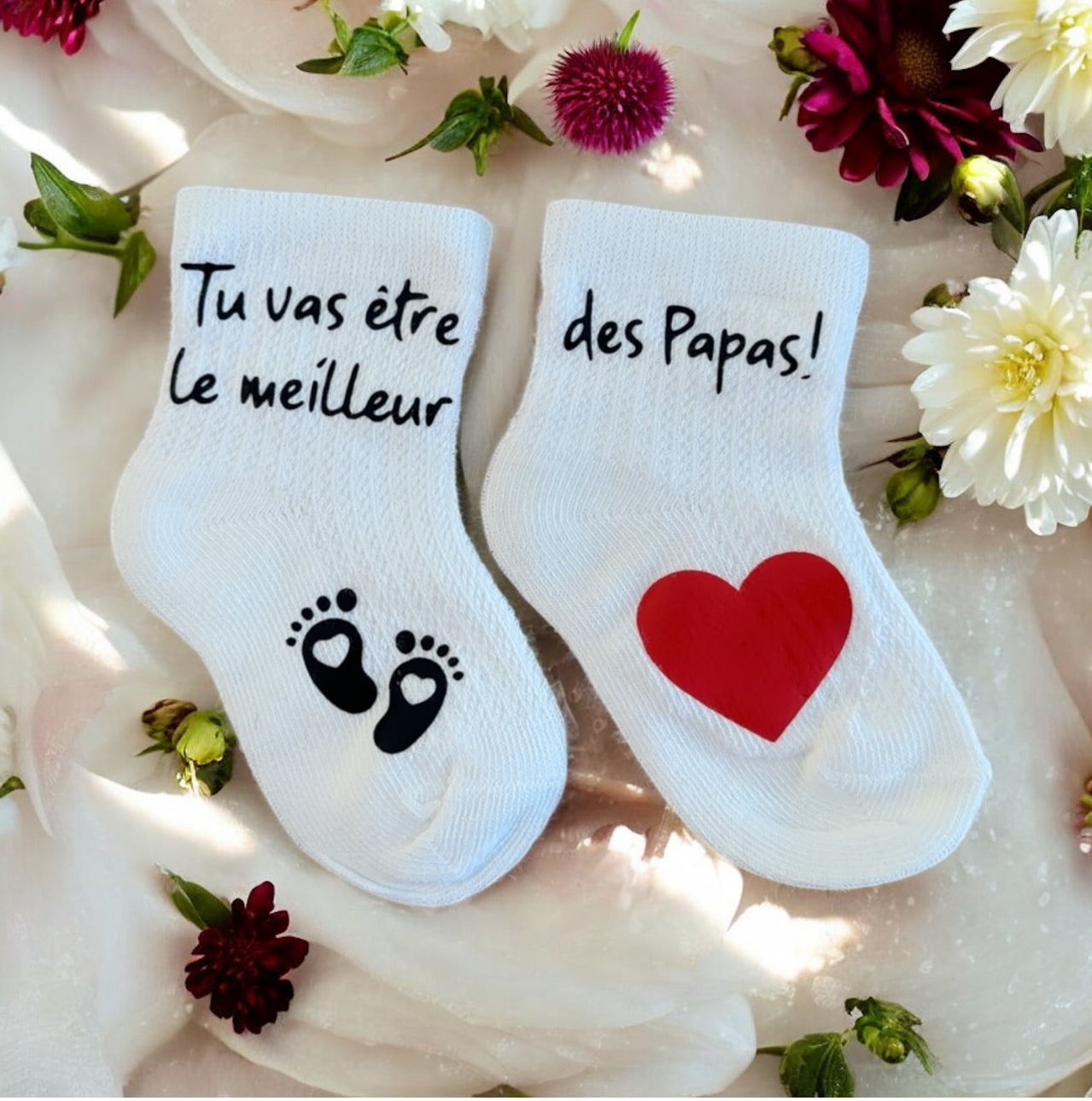 Chaussettes bébé “Tu vas être le meilleur des papas !” – Annonce grossesse originale pour futur papa