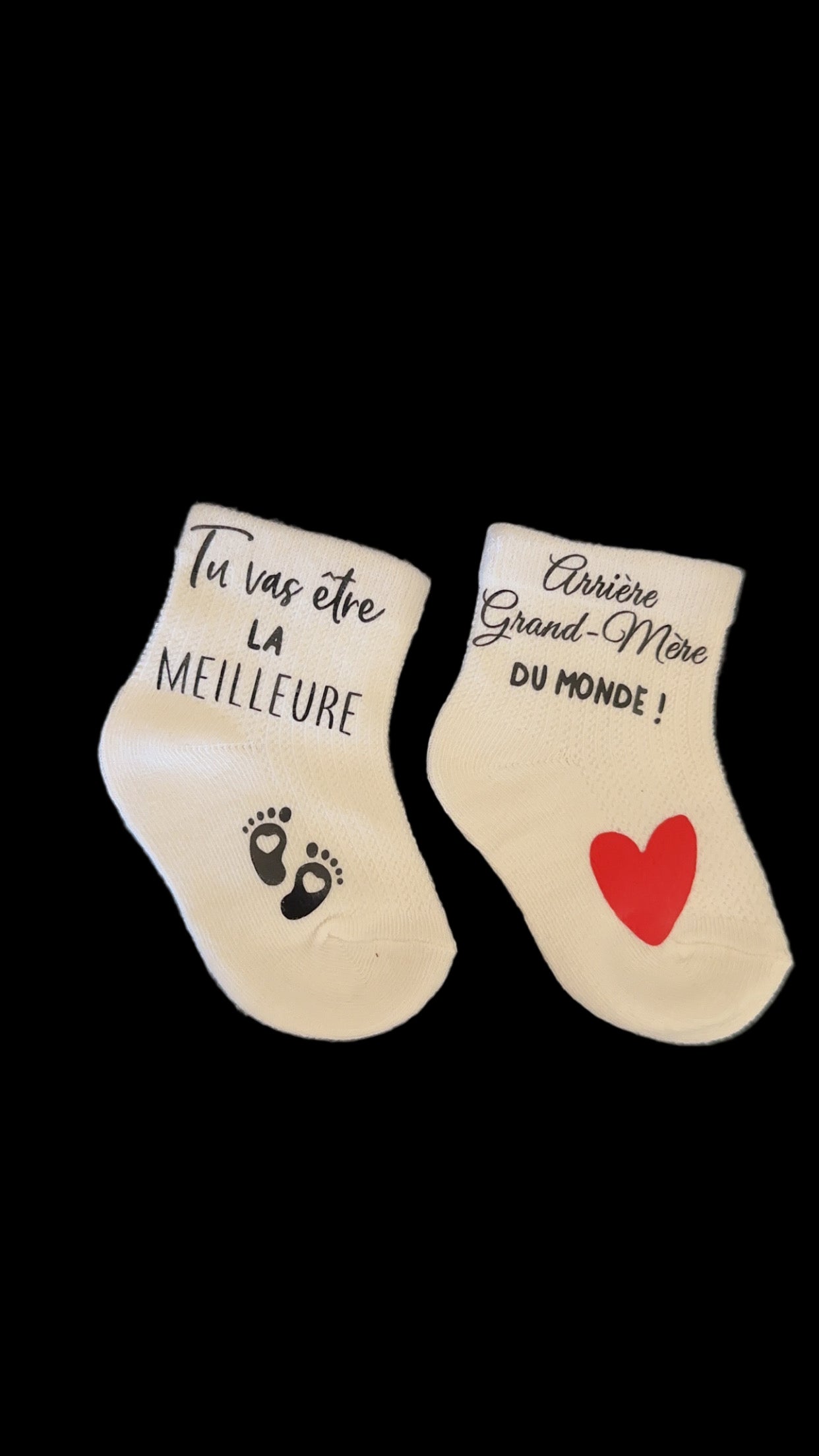 Chaussettes bébé “Tu vas être la meilleure arrière-grand-mère du monde !” – Annonce grossesse originale et émotive