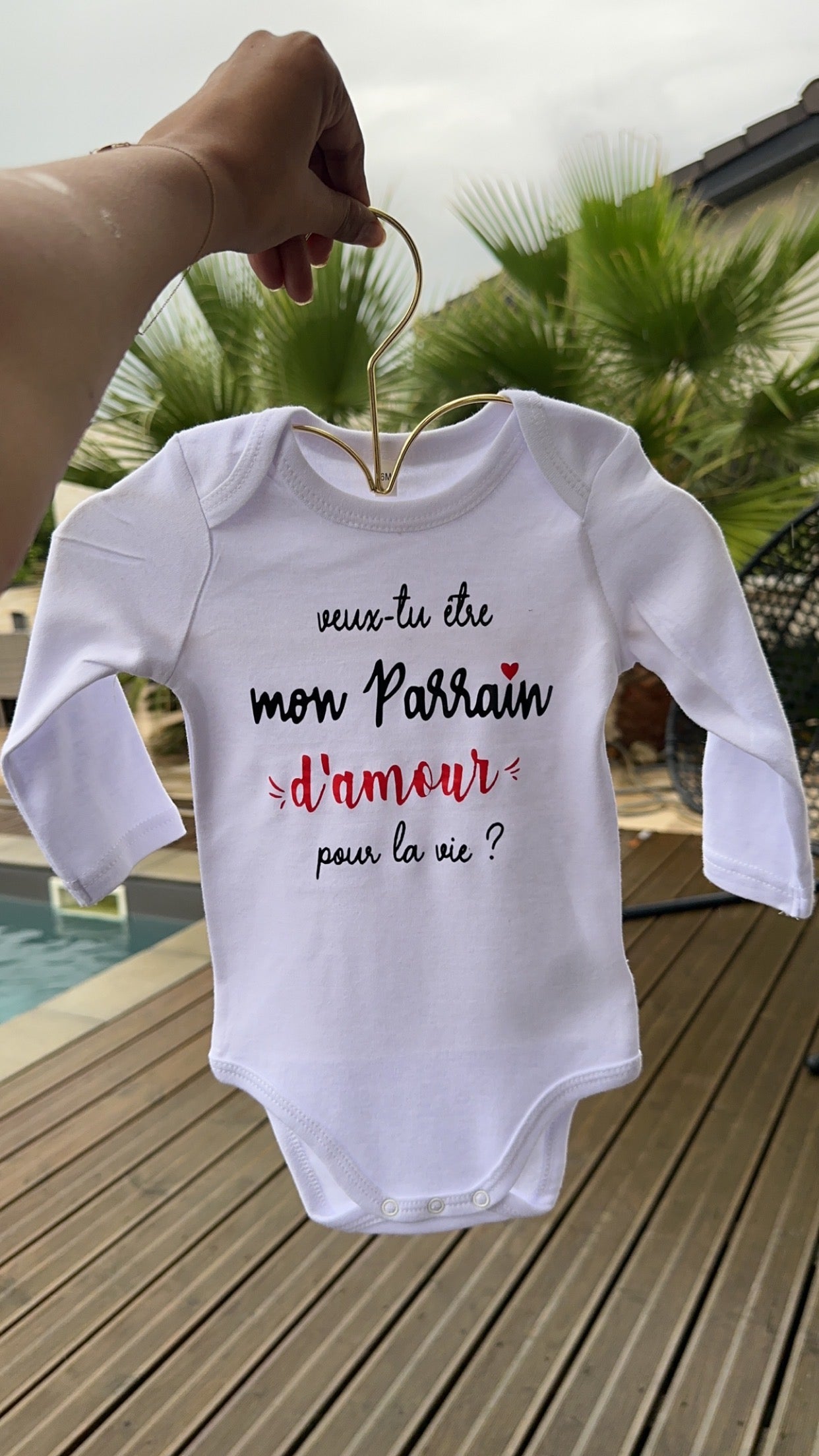 Bodie bébé “Veux-tu être mon parrain  d’amour pour la vie ?” – Body à message | Cadeau annonce grossesse demande parrain original