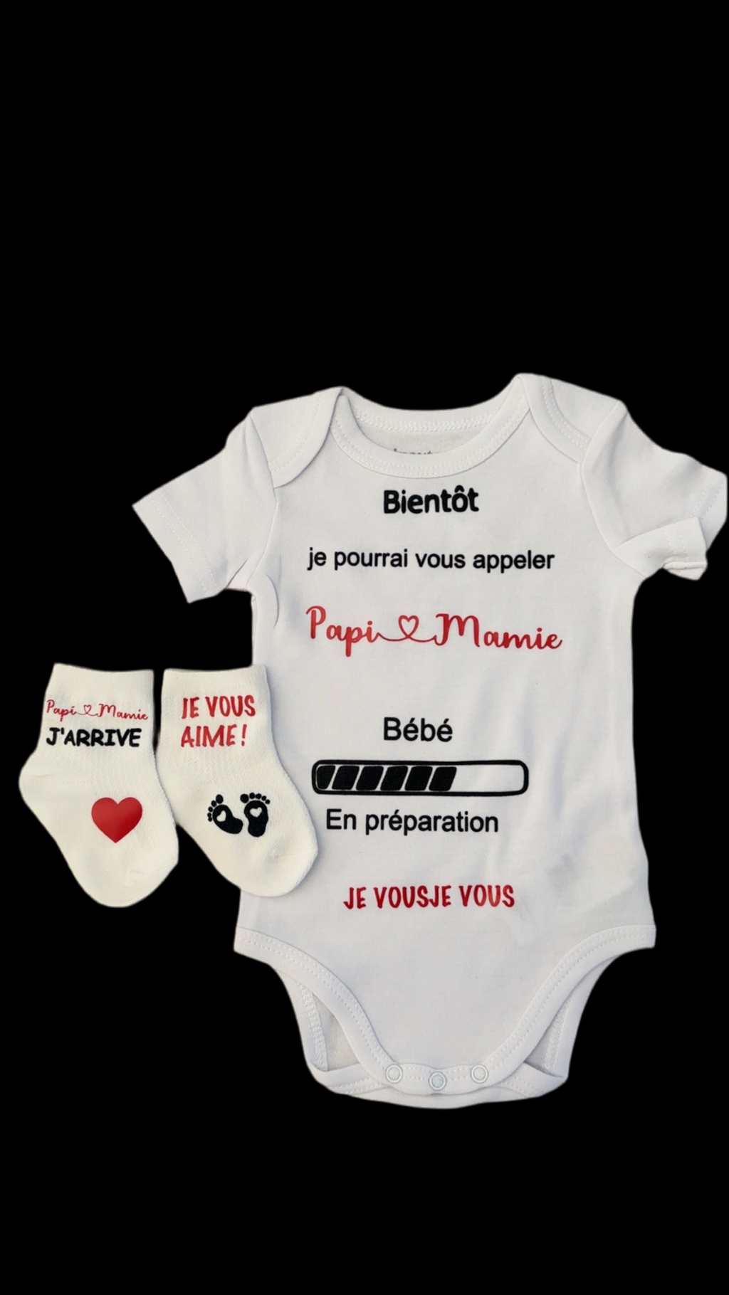 🍼✨ Body annonce grossesse “Papi & Mamie” + chaussettes assorties 👣 | Cadeau futur grands-parents 🎁