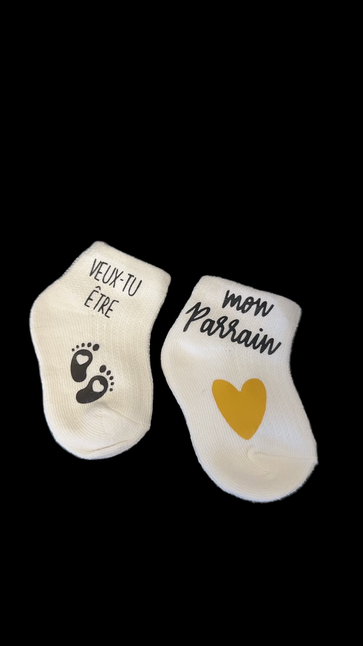 🧦 Chaussettes bébé “Veux-tu être mon parrain ?” 💛 | Annonce originale parrainage | Idée cadeau bébé personnalisée