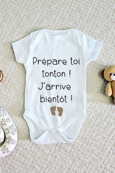 Body bébé annonce grossesse tonton – Prépare-toi tonton j’arrive bientôt – Cadeau futur tonton – Annonce grossesse originale