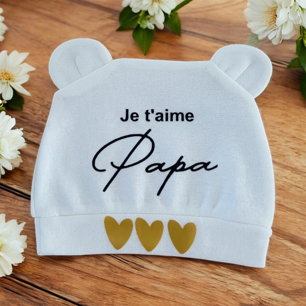🧢 Bonnet Bébé “Je t’aime Papa” – Cadeau de naissance ou Fête des Pères