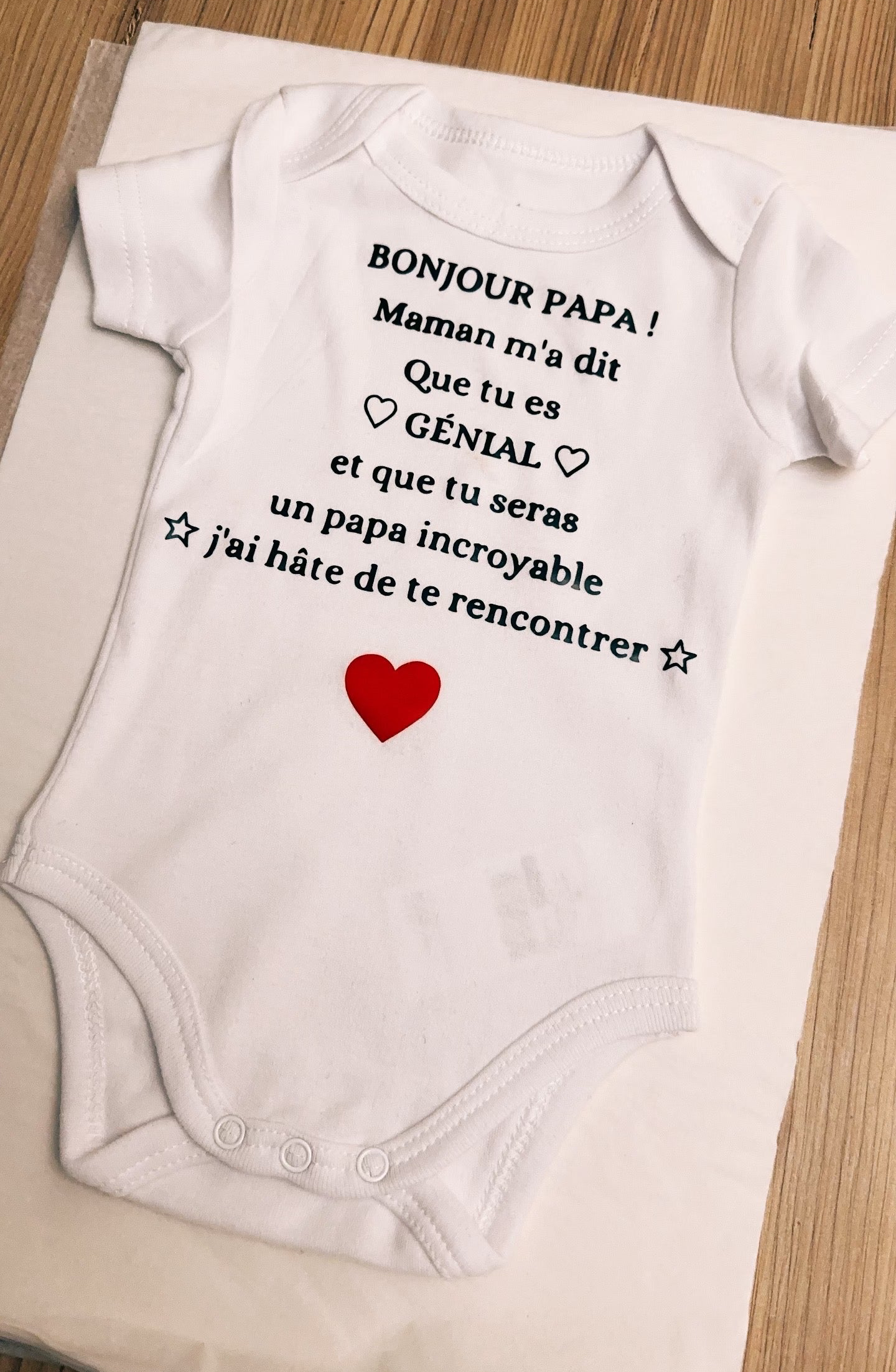 Body bébé “Bonjour Papa !” – Cadeau futur papa, message mignon grossesse, annonce de grossesse originale