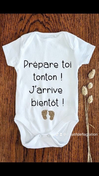 Body bébé annonce grossesse tonton – Prépare-toi tonton j’arrive bientôt – Cadeau futur tonton – Annonce grossesse originale