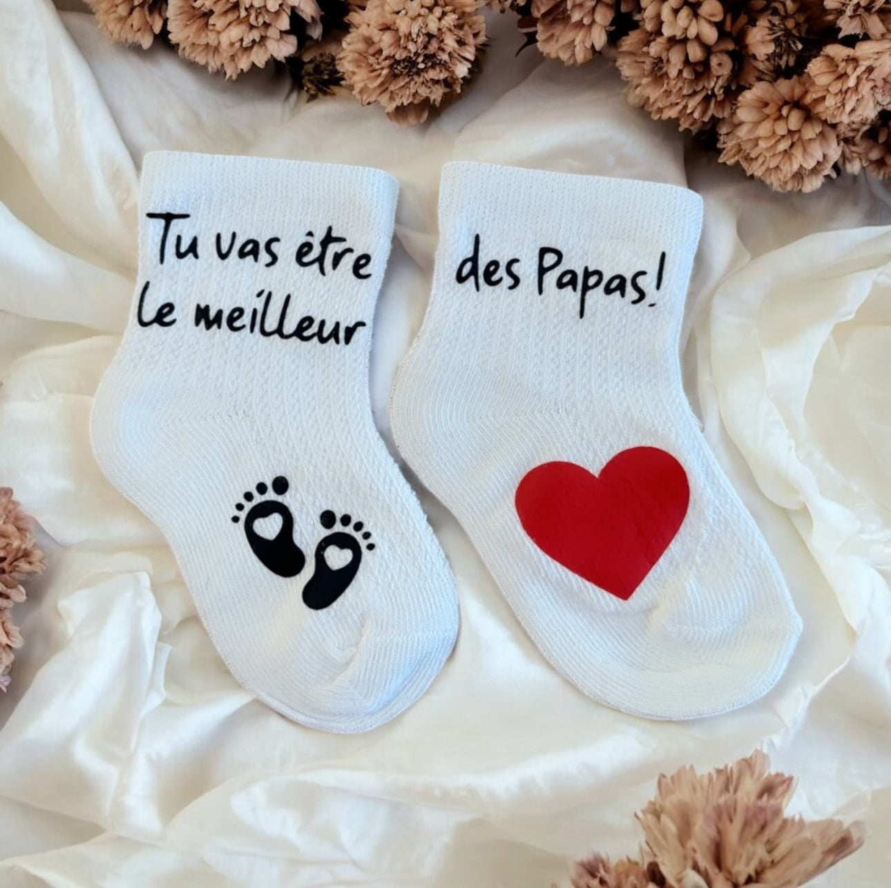 Chaussettes bébé “Tu vas être le meilleur des papas !” – Annonce grossesse originale pour futur papa