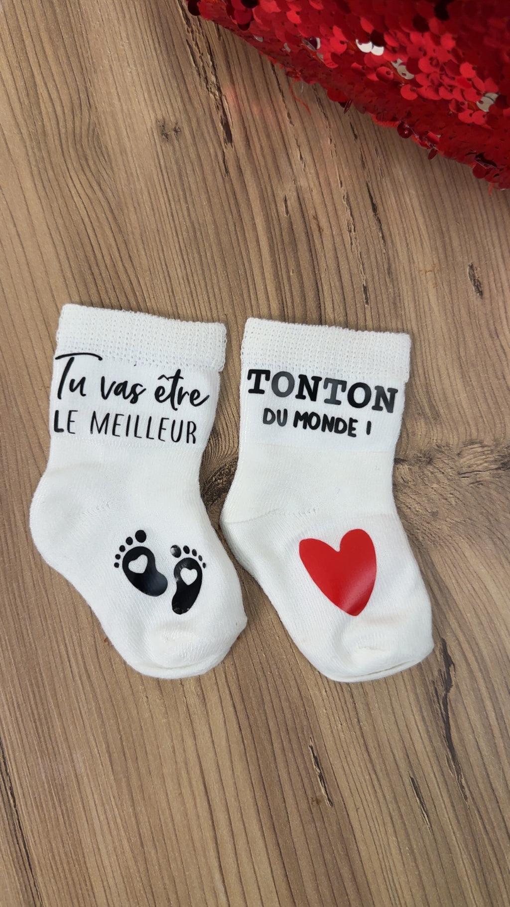 Chaussettes bébé “Tu vas être le meilleur tonton du monde !” – Annonce marraine originale – Cadeau grossesse ou baptême