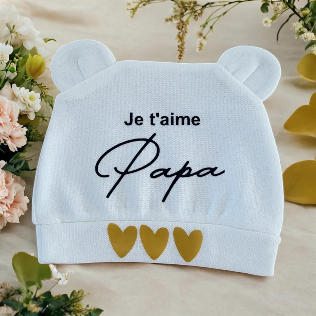 🧢 Bonnet Bébé “Je t’aime Papa” – Cadeau de naissance ou Fête des Pères