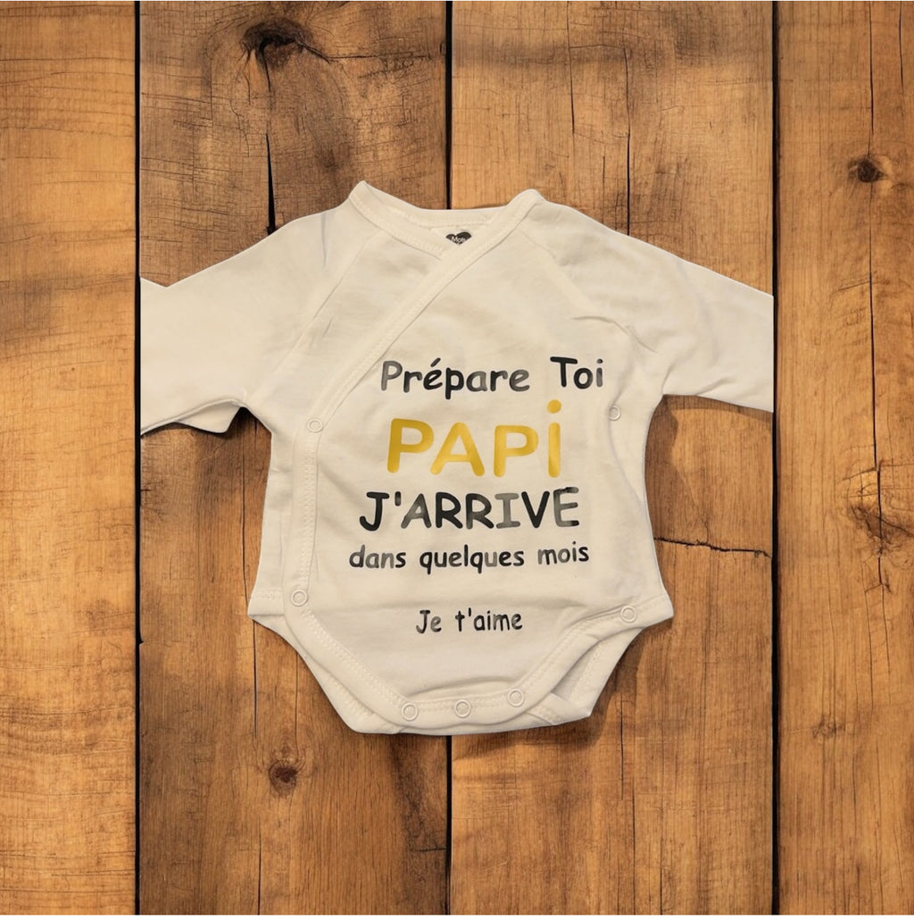 Body annonce grossesse « Prépare-toi Papi » – Cadeau surprise future grand-père – Idée annonce grossesse originale