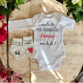 Ensemble bébé “Veux-tu être ma marraine d’amour pour la vie ?” – Body à message et chaussettes assorties | Cadeau annonce grossesse demande marraine original