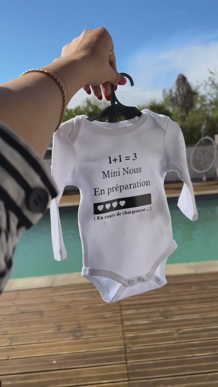 Body annonce grossesse – “1 + 1 = 3 Mini Nous en préparation” 👶 | Cadeau original future maman & papa, idée révélation bébé