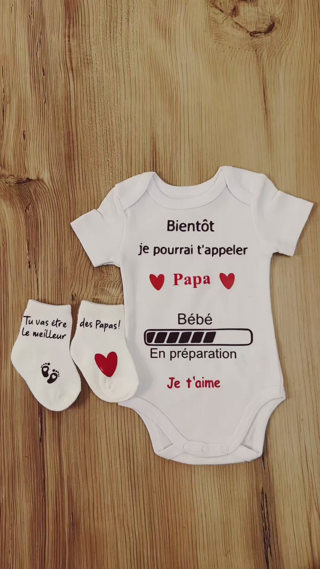 Body Annonce Grossesse + Chaussettes – “Bientôt je pourrai t’appeler Papa” – Cadeau Future Papa